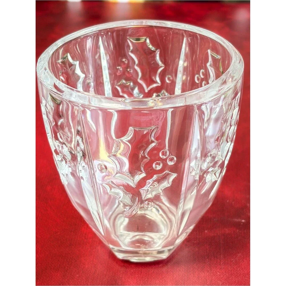 Vintage St. George 24% Lead Crystal Holly Vase